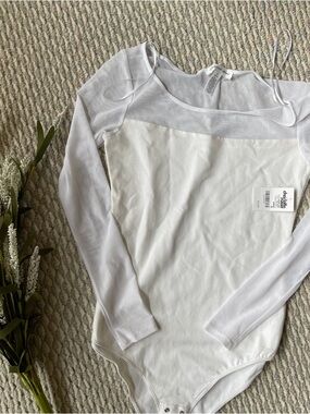 Charlotte Russe White Long Sleeve Bodysuit